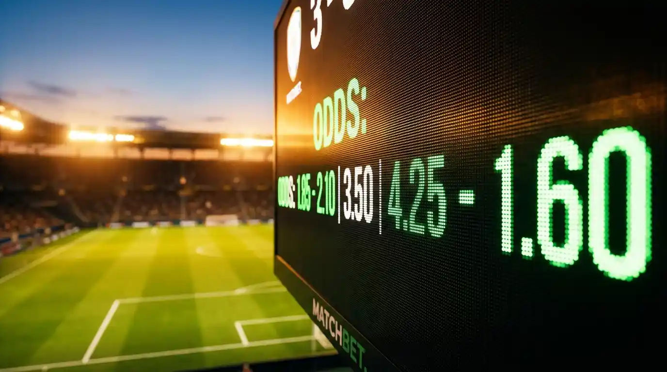 Tableau de cotes pour le vainqueur de la Ligue 1 affiché dans un stade de football